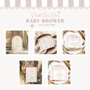 Tarjeta De Recepción Uno De Tini Rosado Está En Camino De Baby Shower