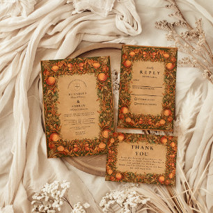 Tarjeta De Agradecimiento Boda de Art Nouveau Pomegranate