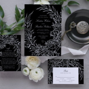 Invitación Elegante Boda de guirnalda blanca brillante de col