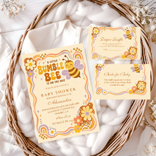 Tarjeta De Recepción Ducha de Bebé Abejorro Retro Sorteo de Pañales