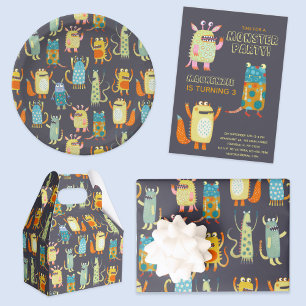 Plato De Papel Monstruos Cutos Personalizados