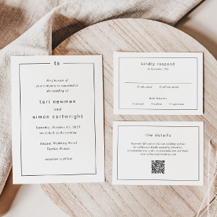 Invitación Teri Monograma Boda moderno de borde