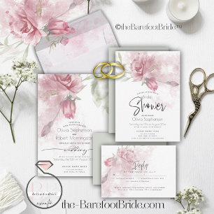 Invitación Boda   Rústicas rosas rosadas polvorientas