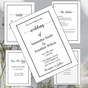Invitación Modern Minimalistic White on Black Rehearsal 