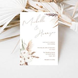 Invitación Bohemia Floral Blanca Moderna Primavera/Bola Caída