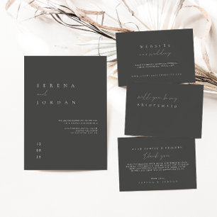 Invitación a la boda minimalista en blanco y negro