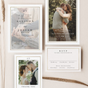 Invitación Clásica Elegante Boda de Foto de Oro