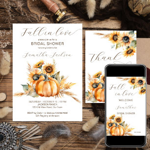 Tarjeta De Agradecimiento Caer en el amor boho calabaza girasoles ducha de n