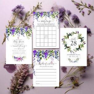 Invitación Watercolor Violet Floral Baby Shower