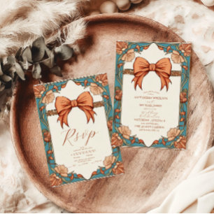 Tarjeta De Recepción Boda del Art Nouveau ornamental vintage