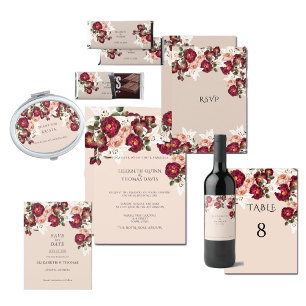 Invitación Hermosas rosas rojas rosadas Peonies White Lilis