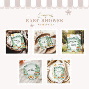 Plato De Papel Camping de color de agua Baby Shower