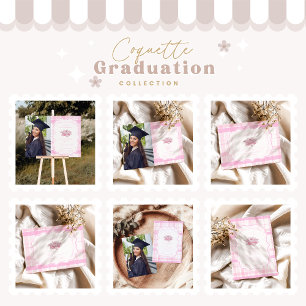 Tarjeta De Agradecimiento Graduación Preppy Coquette Pink Bow