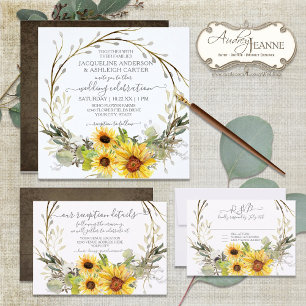 Invitación BOHO Moda Girasol Floral Eucalipto Boda de hojas