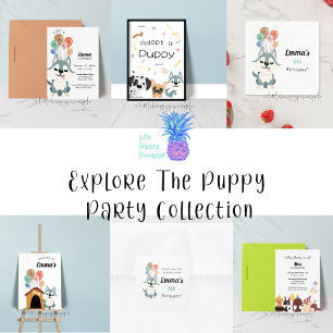 Invitación Animales del Fiesta de Perros de Cachorro de Puppy
