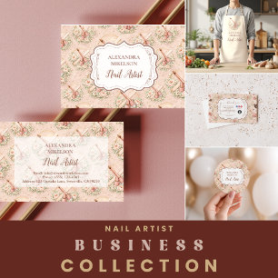 Delantal Salón de Uñas Elegante Floral Business