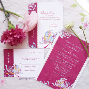 Invitación Elegante Boda rosa de Fuchsia floral floral