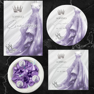 Invitación Vestido morado de plata invierno copos de nieve Qu