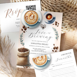 Invitación El amor es preparar café con ducha de novia