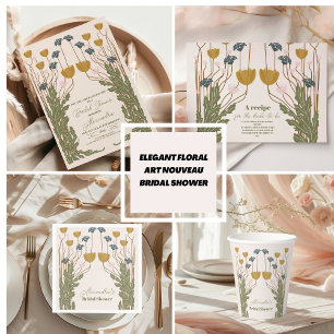 Servilleta De Papel Elegante ducha de novias de estilo Art Nouveau flo