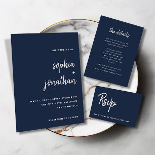 Tarjeta De Recepción Detalles del Boda azul de la Marina de Guerra Mini