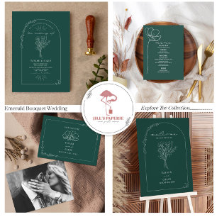Invitación Boda de Esmeralda de Arco de Arte de Línea