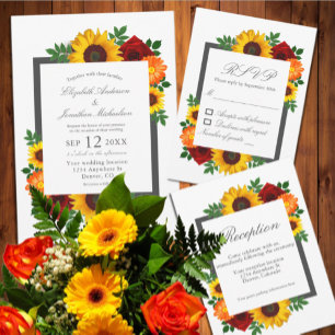Invitación Rosa de girasol del atardecer Boda floral