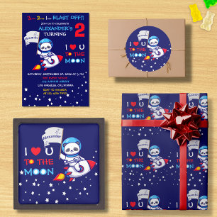 Pegatina Redonda Astronauta Cute Panda De Oso En Los Niños De Los B