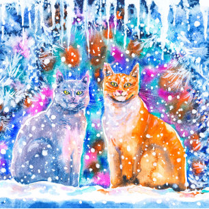 Tarjeta Festiva Navidades de Winter Cats