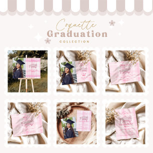 Tarjeta De Agradecimiento Graduación de Coquette Bow rosa