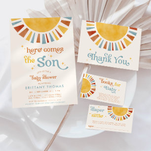 Tarjeta De Recepción Aquí vienen los libros de Sol Retro Son Boho para 