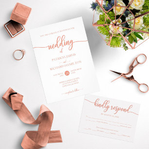Invitación Elegante Rosa Boda De Oro Y Caligrafía Blanca