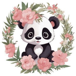 Camiseta Bebé Adorable Panda Bear con Flores