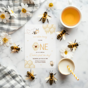 Invitación Foto de primer día de la miel de abeja amarilla