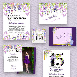 Tarjeta De Confirmación De Asistencia Acuarela Wisteria Purple Lavender Floral