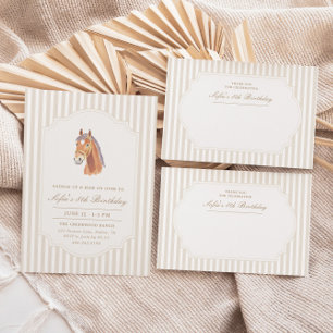 Tarjeta De Agradecimiento Pinstripe Vintage Marrón Neutro