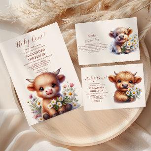 Servilleta De Papel Boho Holy Cow Highland Cow Baby Shower