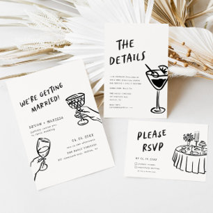 Invitación Funky + Divertido casándose con Boda ilustrado