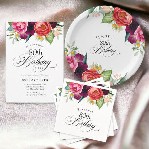 Invitación Fiesta de cumpleaños número 80 de Boho Rustic Wate