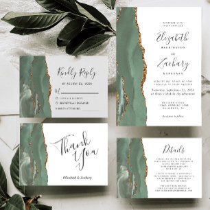 Invitación Boda de la Agate de Oro Verde Masaje Moderno