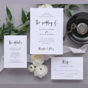 Invitación Boda blanco y negro moderno