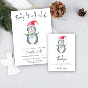 Tarjeta De Agradecimiento Ártico lindo Pingüino gracias a la ducha de bebé