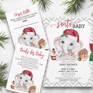 Invitación Elefante elefante feriado de Santa Baby Shower