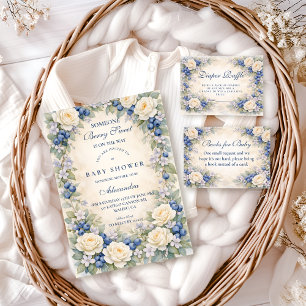 Servilleta De Papel Corona floral de arándanos para baby shower