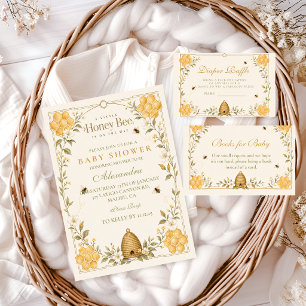 Invitación Ducha de Bebé Abeja de Miel Caprichosa