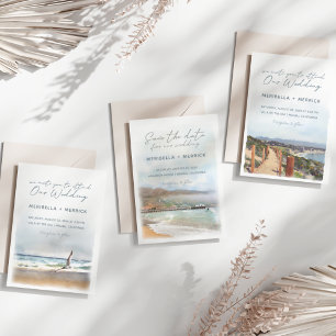 Invitación Malibu   Boda acuático Dolphins Beach