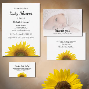 Invitación Baby Shower de girasol moderno género neutro