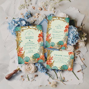 Invitación Boda Botánica de Conchas de Playa