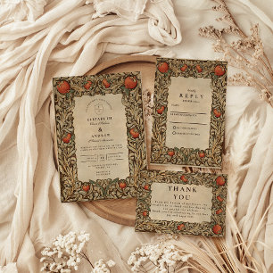 Tarjeta De Agradecimiento Elegante Boda Vintage Pomegranate