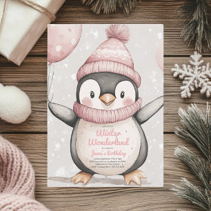 Servilleta De Papel Whimsical Penguin Birday Napkin   Rosa antiguo 